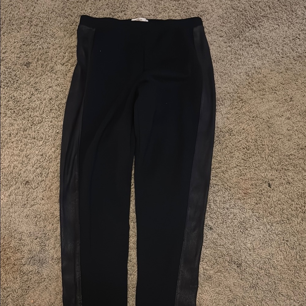 Chic Black Pants with Leather Accents